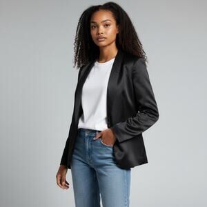 Theory Black Shiny Blazer Jacket Fancy Size 12